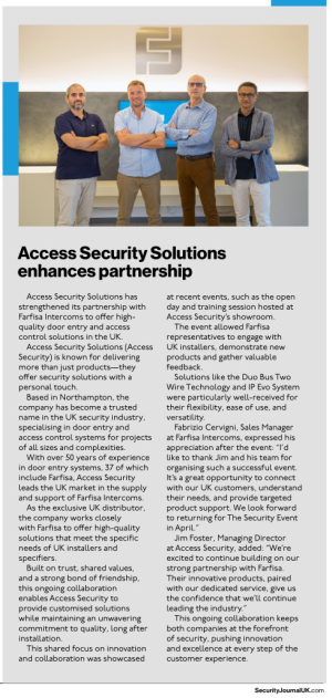 Access Security Solutions enhances partnership