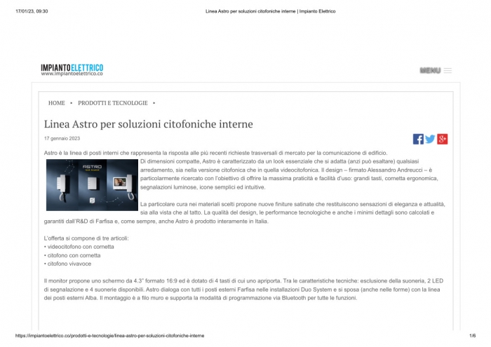 Linea Astro per soluzioni citofoniche interne