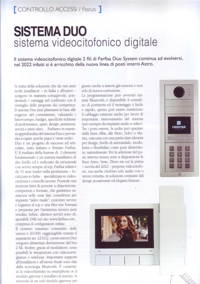 Sistema Duo -sistema videocitofonico digitale
